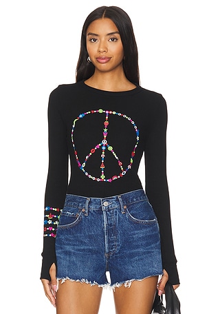 Mckinley Long Sleeve Fitted Thermal Charm Peace Sign Lauren Moshi