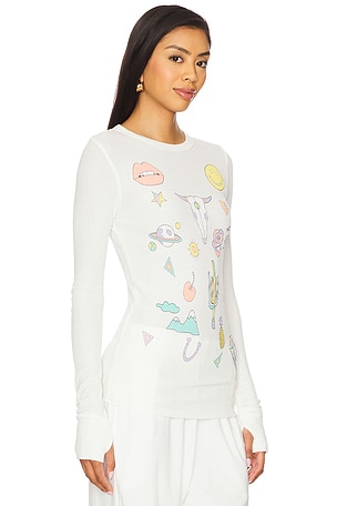 Lauren Moshi Mckinley Dessert Vibes Fitted Thermal Top in White