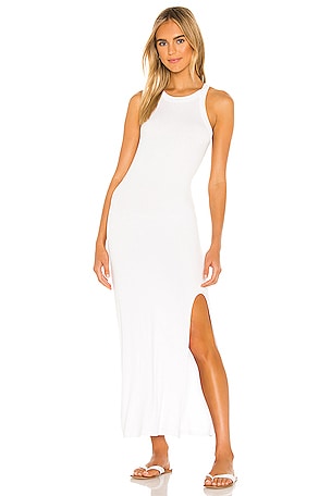 LaQuan Smith Pearl Iridescent Racer Back Slip Dress in Pearl
