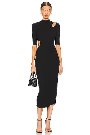 white christmas dresses LNA Cutout Dress Tailor Black Ribbed Jersey Size Large New main image 1