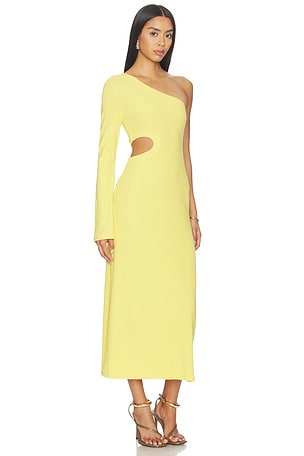 LNA Holden Rib One Shoulder Dress in Yellow