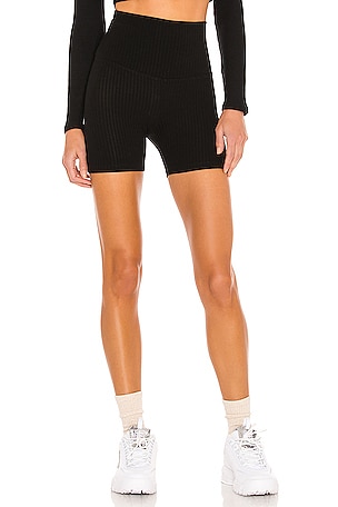 LNA Chunky Rib Bike Short in Black REVOLVE