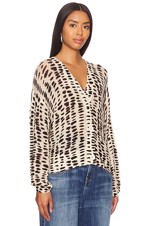 LNA Zuri Print Cardigan in Tan