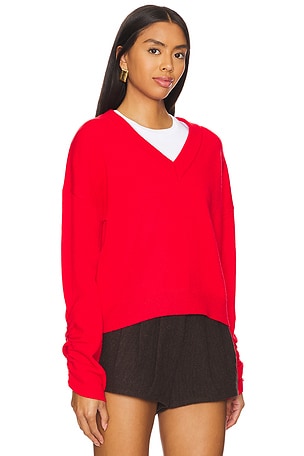 LNA Latigo V Neck Sweater in Red