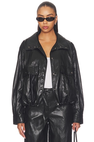 Mercer Faux Leather Bomber Jacket LNA