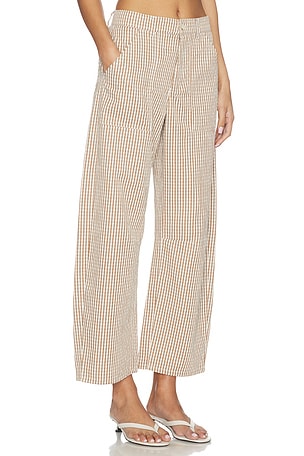 LNA Cross Creek Check Pant in Brown