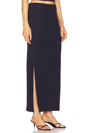 LNA Lora Ribbed Skirt in Navy