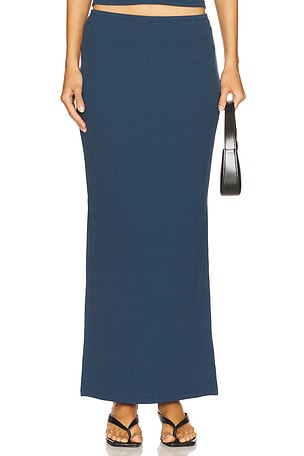 LNA Steph Ribbed Skirt in Slate