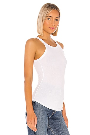 LNA Ribbed Skinny Racer Tank in White