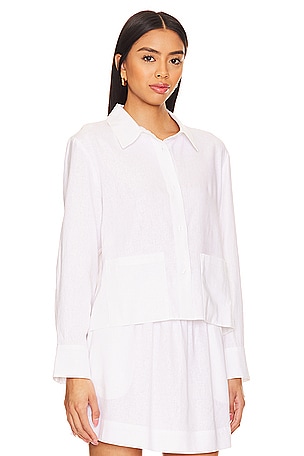 LNA Rai Linen Button Up in White