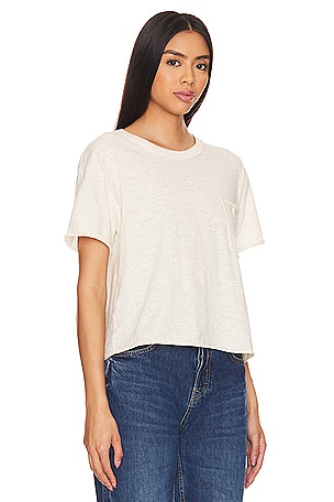 LNA Metallic Thread Cotton Pocket Tee in White