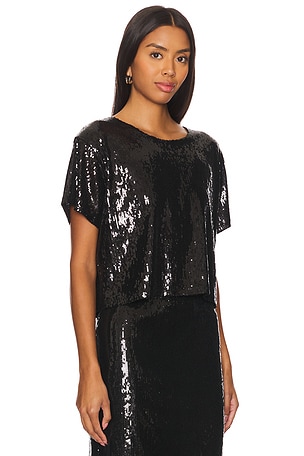 LNA Zosia Sequin T Shirt in Black