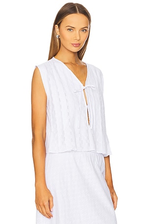 LNA Kala Eyelet Top in White