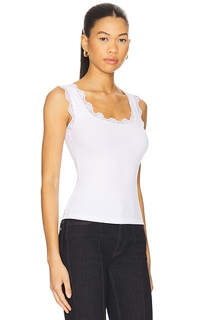 LNA Cassidy Lace Ribbed Tank in White