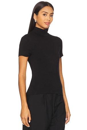LNA Demi Fitted Mock Neck Top in Black