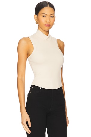 LNA Detra Mockneck Tank Top in Beige