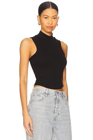 LNA Detra Mockneck Tank Top in Black