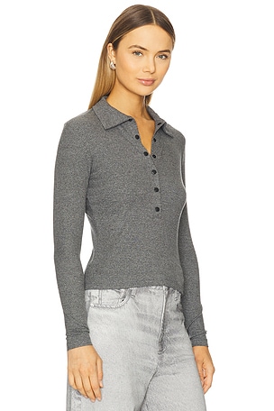 LNA Kylee Snap Long Sleeve Top in Grey