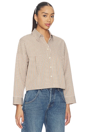 LNA Kayleigh Check Blouse in Brown