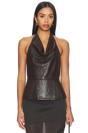Jet Faux Leather Halter Top LNA