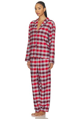 LUNYA Brushed Flannel Pant Set in Red. Size XS. Also