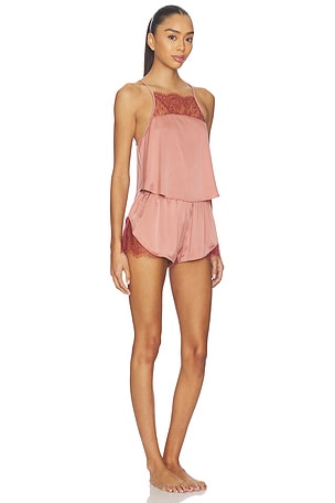 LUNYA Washable Silk Lace Cami Short Set in Blush. Size XS. Also
