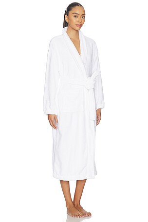 LUNYA Spa Terry Robe in White. Size XS/S. Also