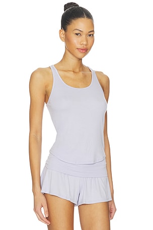 LUNYA Soft Modal Rib Curved Hem Tank Top in Lavender