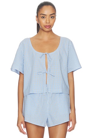 AIRY COTTON TIE FRONT 탑 LUNYA