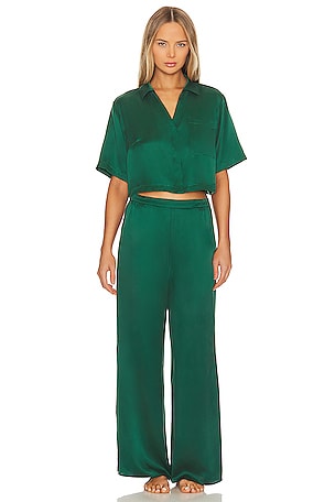 LUNYA Washable Silk High Rise Pant Set in Slope Teal