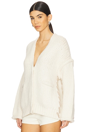 LUNYA Lofty Wool Whip Stitch Cardigan in Beige