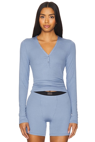 Soft Modal Rib V-neck Henley LUNYA