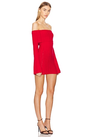 LOBA Elba Off The Shoulder Mini Dress in Red