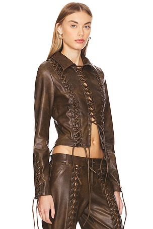 LOBA Amantilla Faux Leather Jacket in Brown