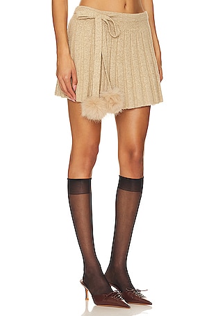 LOBA Nili Pleated Wrap Skirt in Tan