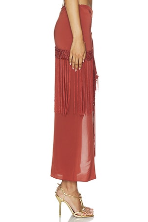 LOBA Saman Wrap Maxi Skirt in Red