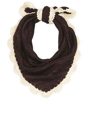 Brown Knit With Cream Scallop Edge Scarf Loeffler Randall
