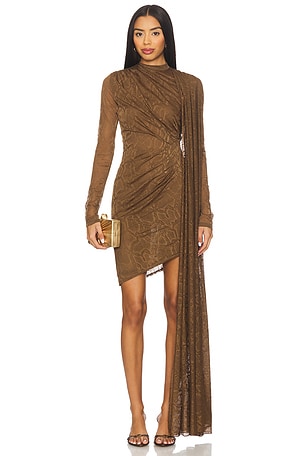 Snake Lace High Neck Cape Dress Lapointe