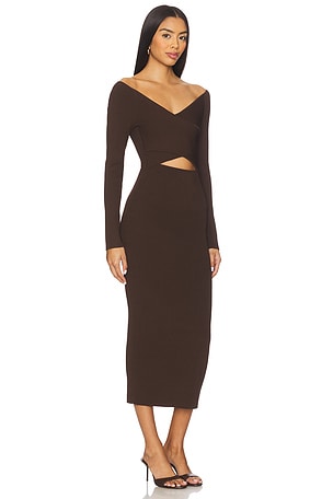 Lapointe Matte Viscose Cross Front Dress in Brown