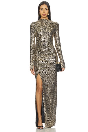 Metallic Snake Ruched Gown Lapointe