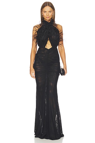 FEATHER EMBROIDERY 가운 Lapointe