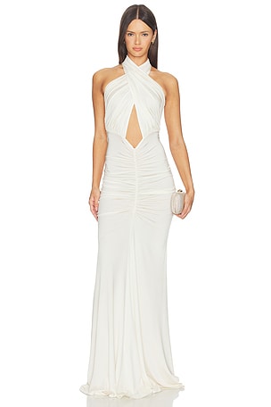 x REVOLVE Jersey Sleeveless Halter Ruched Gown Lapointe