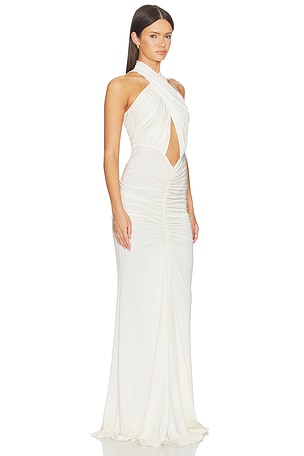 Lapointe x REVOLVE Jersey Sleeveless Halter Ruched Gown in Cream