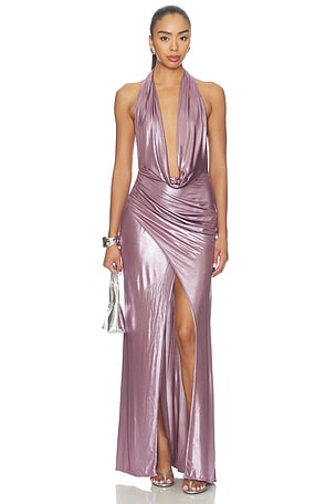 Deep Cowl Neck Shirred Gown Lapointe