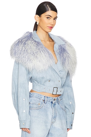 Lapointe Biker Jacket With Shearling in Blue