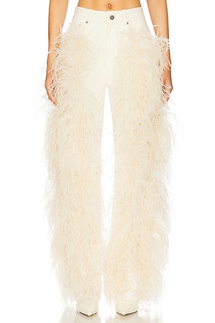 Denim Pant With Feathers Lapointe