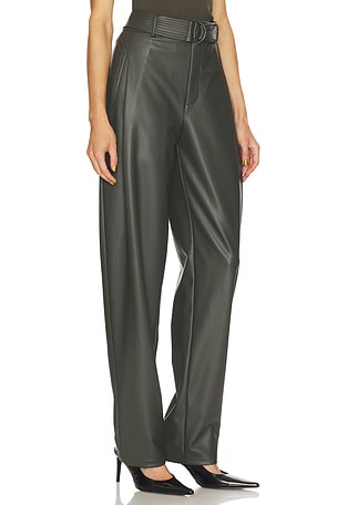 Lapointe Faux Leather Belted Tapered in Dark Green