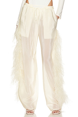 Textured Sheer Cupro Drawstring Pant W Ostrich Lapointe