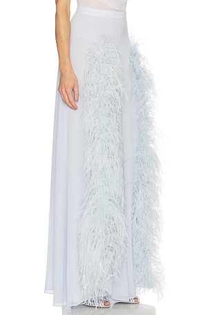 Lapointe Wide Leg Pant With Feathers in Blue