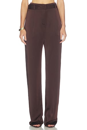 Lightweight Satin High Waisted Belted Pant LaPointe